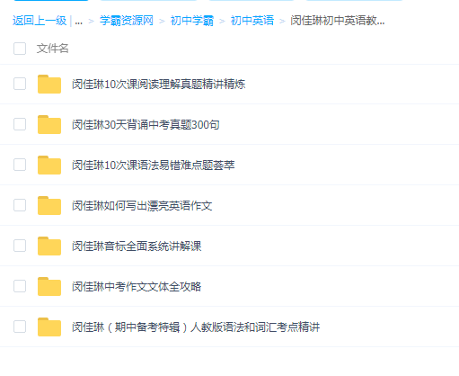 闵佳琳初中英语教程合集百度网盘下载